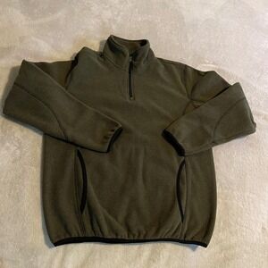 Powder River Outfitters Panhandle Mens Green Fleece 1/4 Zip Pullover Jacket S